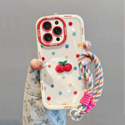 Cute Case For iPhone 16/15/14/13 12 11 8 7 Pro/Plus/Max Phone Cover w/Lanyard