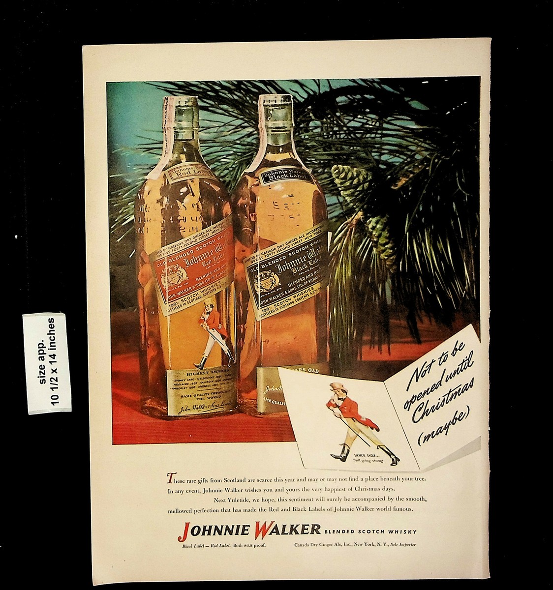 1946 Johnnie Walker Red Black Label Christmas Whiskey Vintage