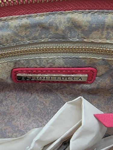 NUEVO SIN ETIQUETAS ELLIOTT LUCCA Bolso de Mano Rosa Oscuro Correas Trenzadas Cuero Genuino - Imagen 3 de 8