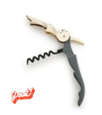 Art & Cook Waiter's Corkscrew Stainless Steel Wine Opener Gray Gold Plated