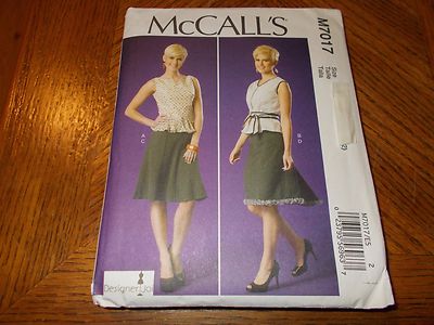 McCalls Pattern M7017 Ms Sleeveless Top w/Peplum~Flared Skirts & Belt ...