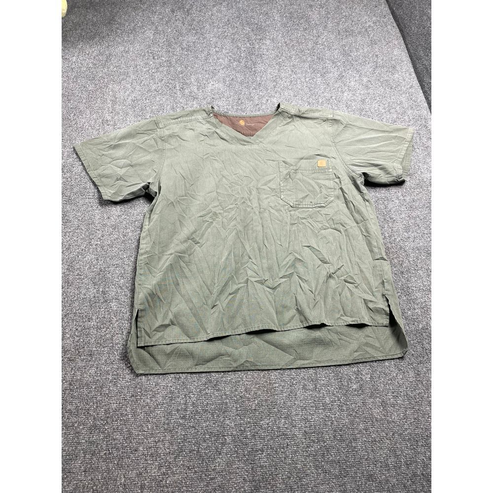 Carhartt Men's Green Shirt Short Sleeve V Neck Pocket Medical Size