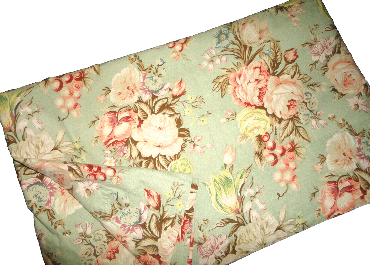 RALPH LAUREN CHARLOTTE GREEN BROWN FLORAL (1) FULL FLAT SHEET
