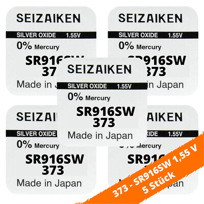 5 x SEIZAIKEN 373 SR916SW Batterie Knopfzelle SR68 SR916 280-45 1,55V Seiko