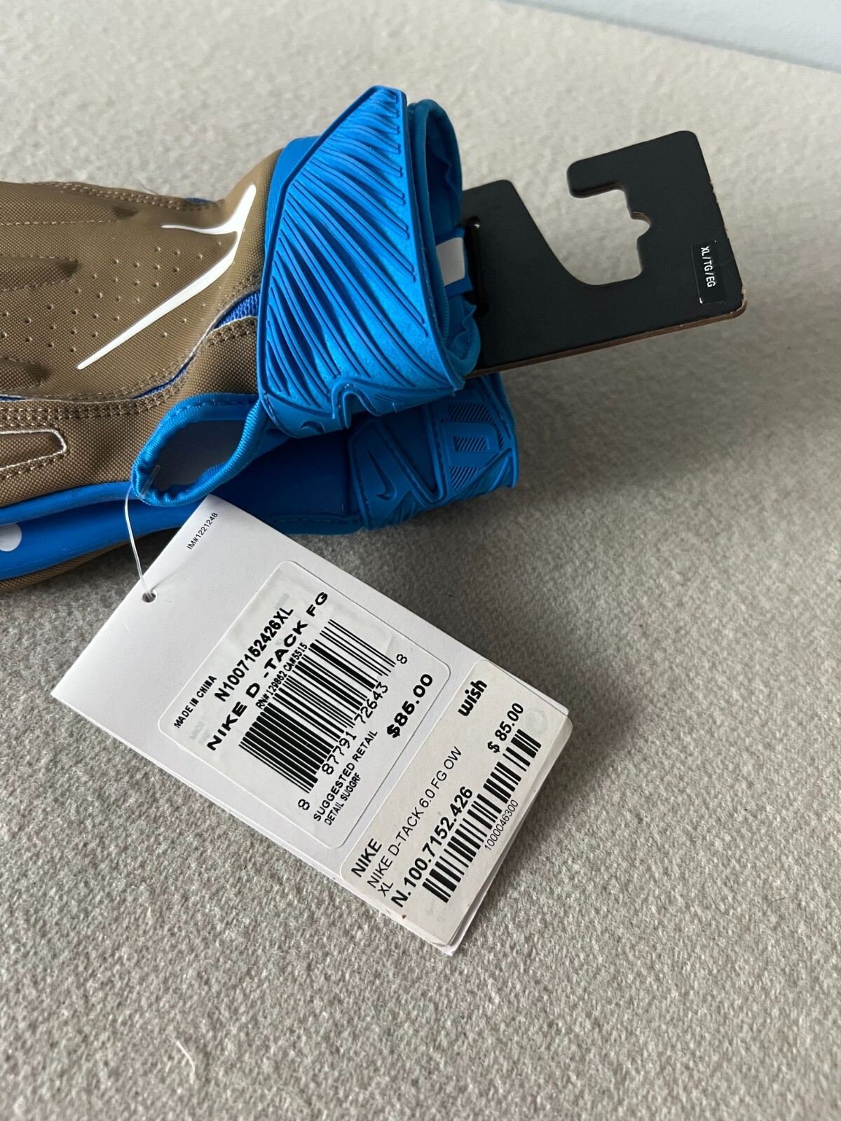 OFF WHITE X NIKE Guanti da calcio Off White x Nike D Tack Taglia XL Blu marrone chiaro NUOVI