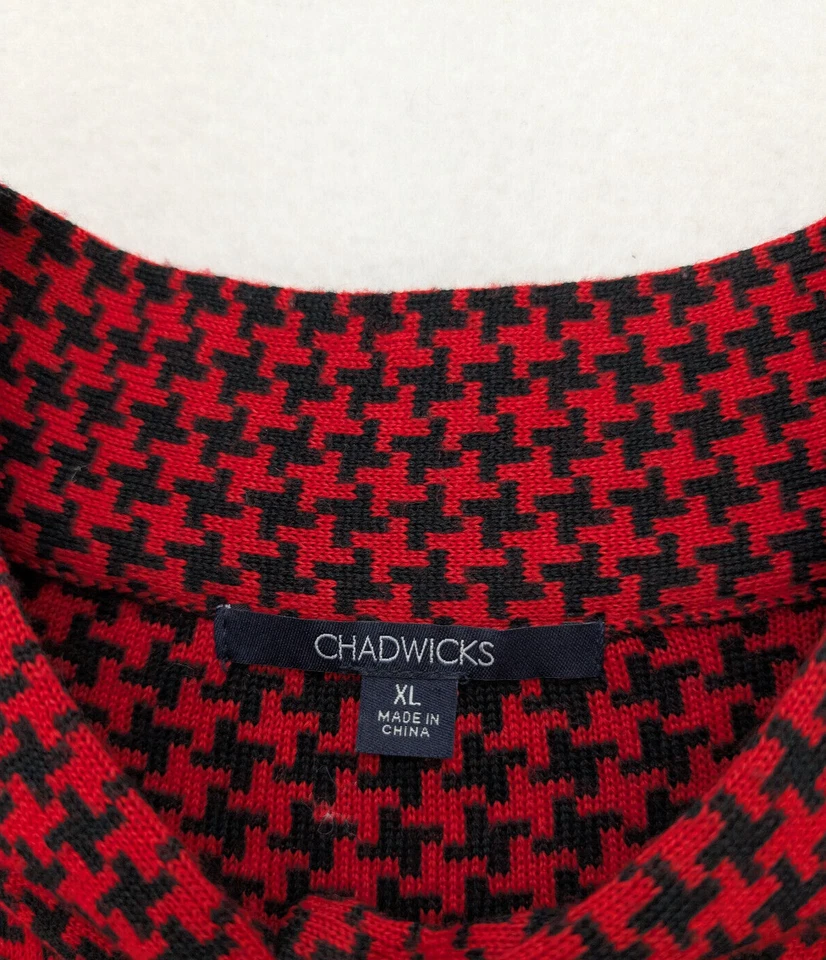 Suéter Chaqueta Cárdigan Chadwicks Para Mujer Talla XL Rojo Negro Estampado Geométrico Foto 2 de 4