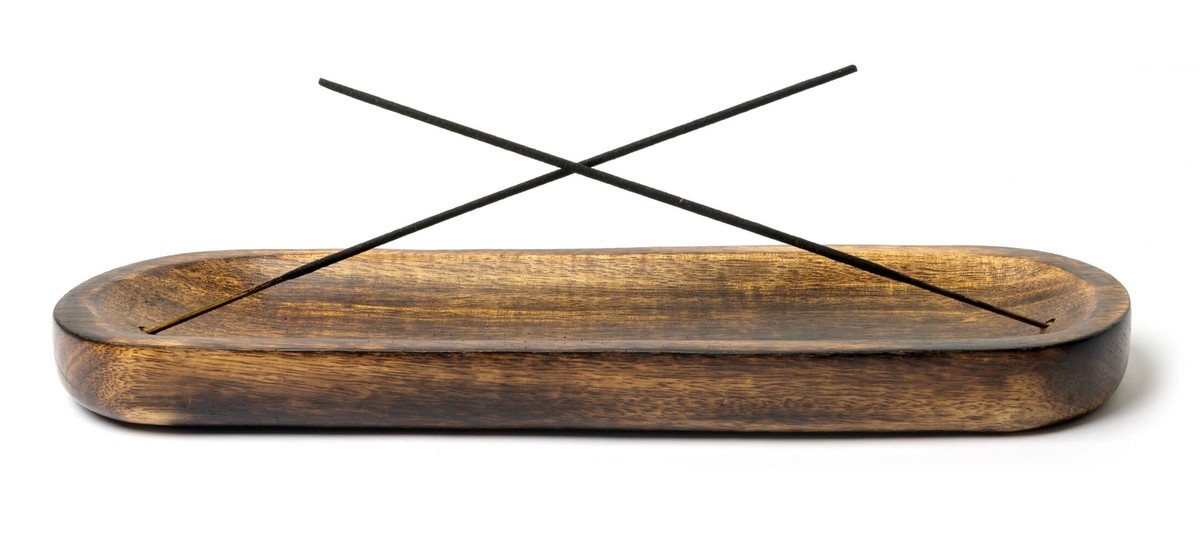 Wood Incense Burner Holder Ash Catcher for Two Sticks Handmade 12