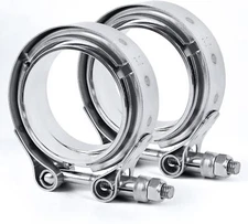 2pcs 3" Inches V-Band Flange&Clamp Kit Male/Female With Ridge Exhaust Stainless