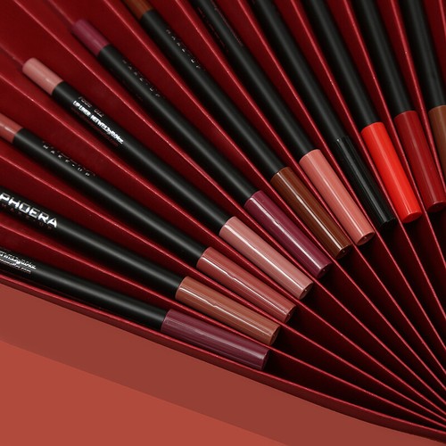 PHOERA MATTE LIP LINER PENCIL PEN CONTOUR VELVETY MAKEUP 12COLOURS LONG LASTING - Picture 2 of 39