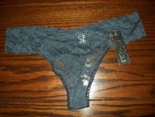 NWT RAMPAGE STRETCH LACE THONG PANTIES NYLON SPANDEX GREY L