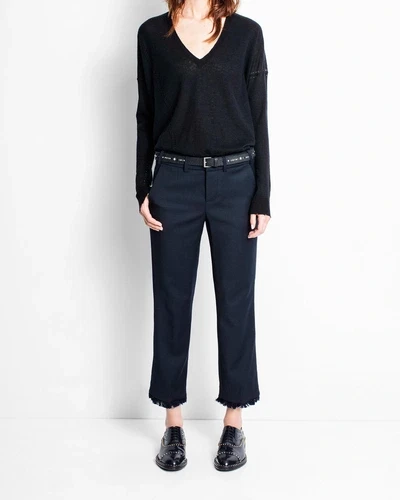 Ladies navy blue cropped clearance trousers
