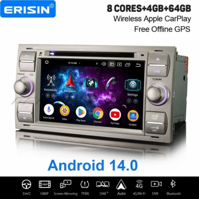 Android 14 DAB+ Autoradio DVD Navi Ford S/C-Max Focus Fiesta Transit Galaxy Kuga - Bild 1 von 4