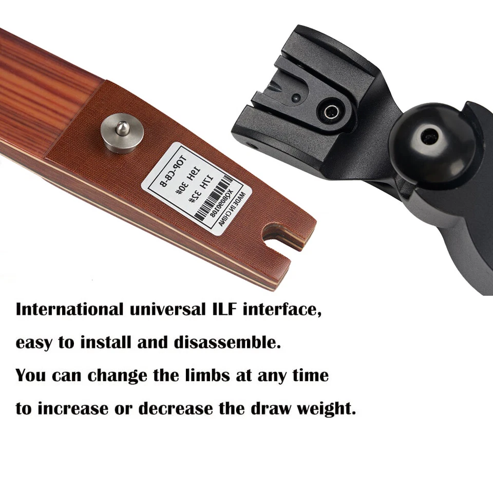 25-60#Archery 62" ILF Recurve Bow 19" Riser / Laminated Limbs for Hunting Target - Image 3 of 4