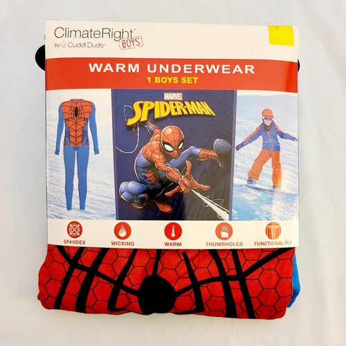 Spiderman Boy's Spandex Thermal Warm Underwear Set Climate Right Cuddl Duds NEW - Picture 5 of 6