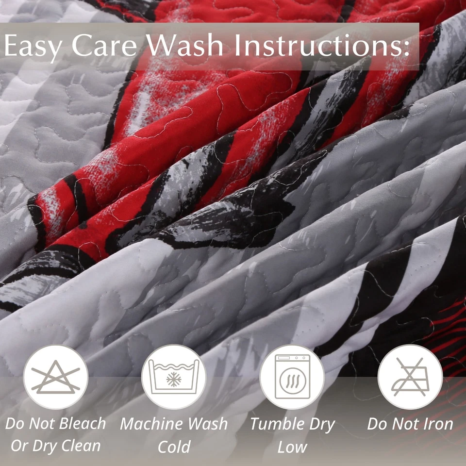 Virah Bella - Farm Life Red and Black Plaid - Lightweight Reversible Quilt Set - Image 3 of 4