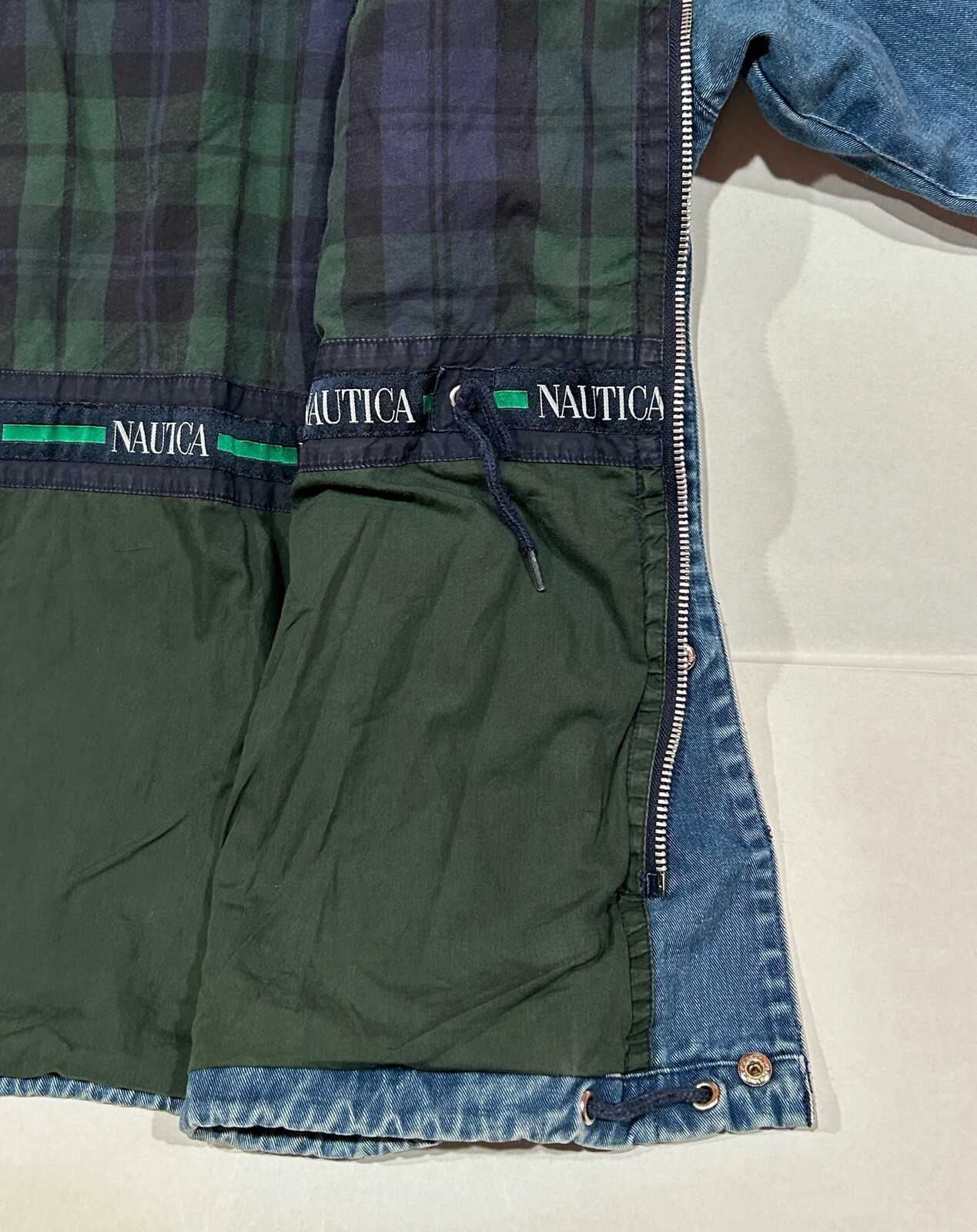 Nautica Vintage Y2K Denim Utility Jacket Sz M - Drawstring Detail image 7