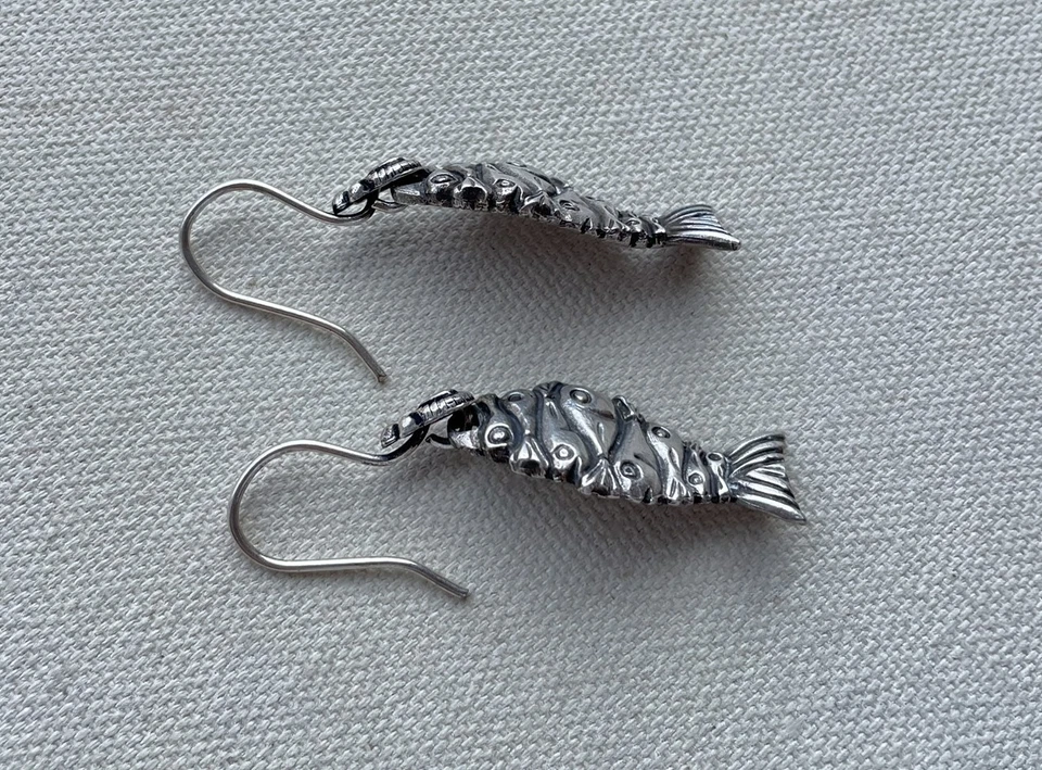 Pendientes colgantes náuticos Mykonos peltre pez sirena núcleo playa boho naturaleza 2" Foto 4 de 4