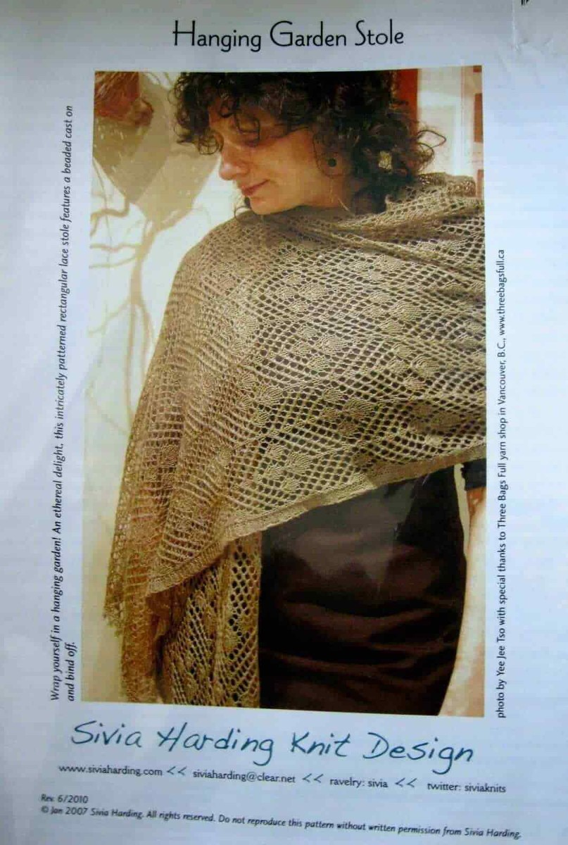 GORGEOUS BEADED LACE HANGING GARDEN STOLE by SIVIA HARDING KNIT - Main Image