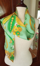 Vtg 1970s Silk CONTEPMPARY MOD ART SCARF 6" x 59" MINT COND authentic