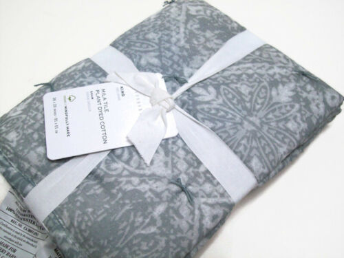 Pottery Barn Gray Mila Tile Plant Dyed Cotton King Pillow Cover Sham New