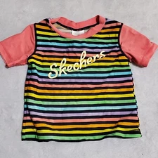 Skechers Surf Girls 2T Bathing Suit Top Rainbow Striped Pink