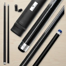 Pool Cue Carbon Fibre 58-Inch 18oz 2-Piece Professional Tips  Case
