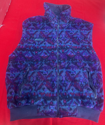 Columbia Men's Size L Multicolor Geometric Reversible Full Zip Stand-Up Vest