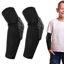 Kids Youth Elbow Pads Pair - Honeycomb Padded Compression Arm Sleeves for B...
