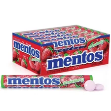 Mentos Chewy Candy Rolls Strawberry | 16 Pack (14 Pieces Each) | Fruity Chewy