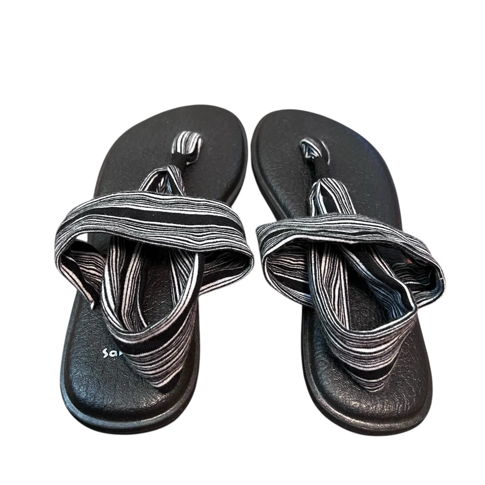 Sandalia chanclas Sanuk Yoga Sling 2 para mujer, talla 9 EE. UU., EU40. Tira blanca y negra Foto 3 de 4