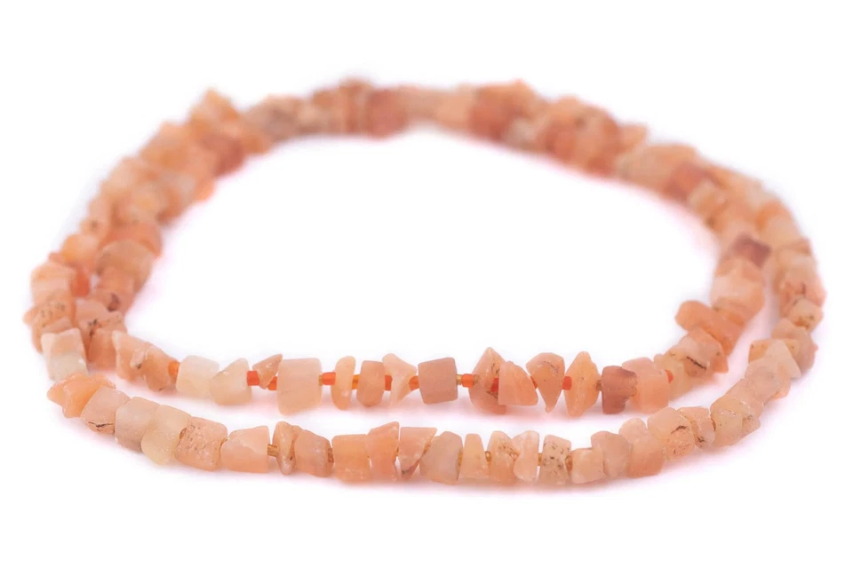 Matte Orange Calcite Chunk Beads 6mm Afghanistan Unusual Gemstone 16 Inch Strand - Image 3 of 4