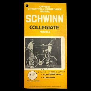 1970's Vintage Schwinn Collegiate Models Owners Operating Maintenance Manual 79