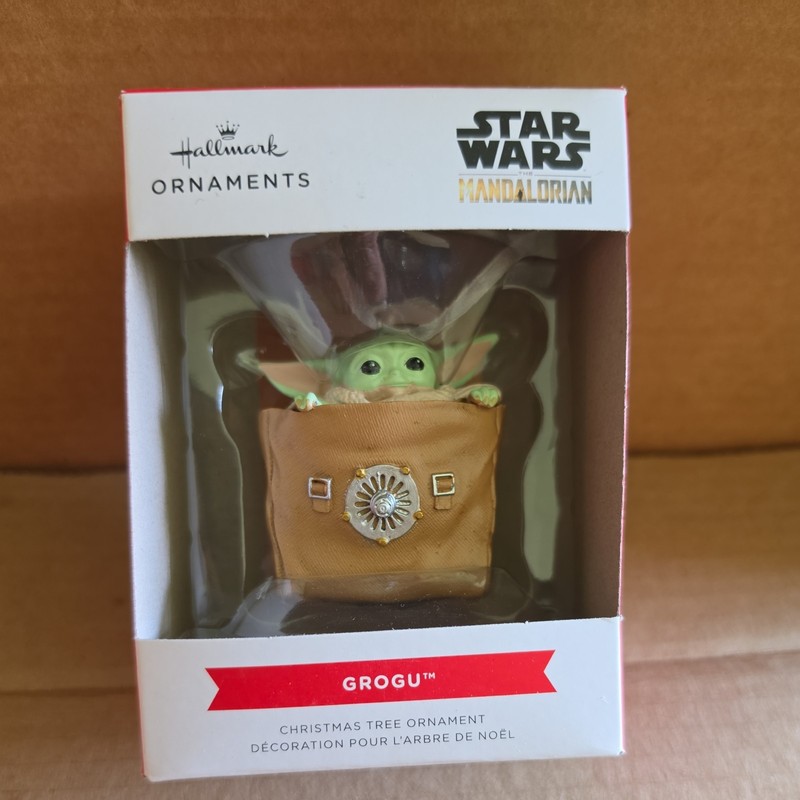 New Hallmark Disney Star Wars The Mandalorian Grogu Baby Yoda In Bag  Ornament