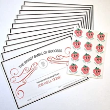 Vintage CTP 1977 Scratch & Sniff Stickers STRAWBERRY Sheet + Award Certificates