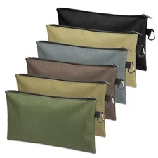 Tool Bag Zipper Pouch, 6 Pack, Tan, Navy Green, Black, Light Brown, Grey, Mocha