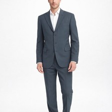 Balmain Paris Wool Two Piece Suit 44R 36W Petrol Blue Tailored Fit