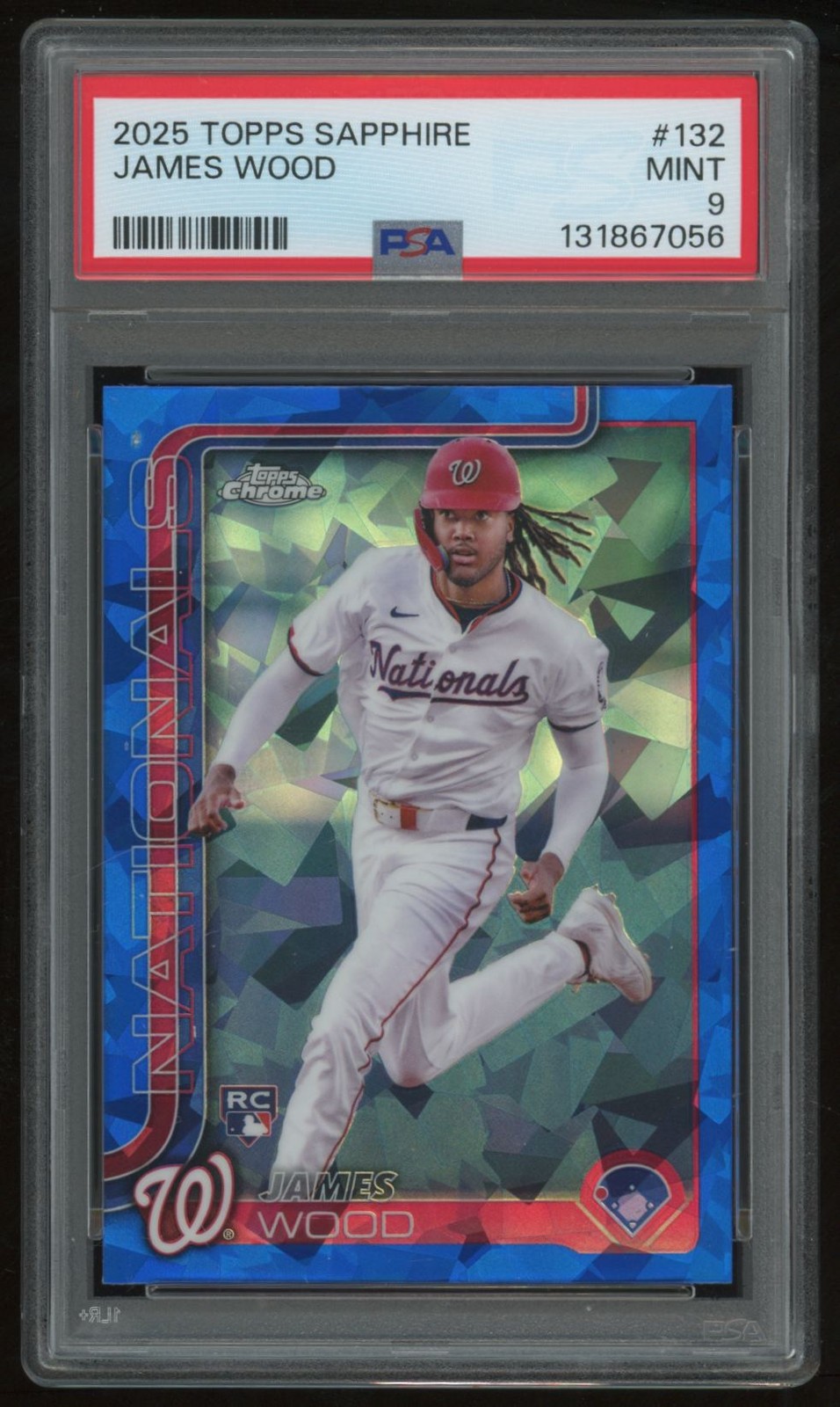 JAMES WOOD 2025 TOPPS CHROME SAPPHIRE #132 RC PSA 9