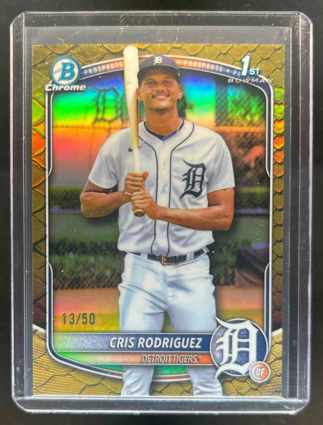 2025 Bowman Chrome Cris Rodriguez Reptilian Gold Refractor 1st #13/50
