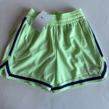 Nike Kids Dri-FIT Basketball Shorts Lime Green Navy Blue Size S Loose Fit NWT