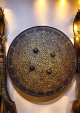 Islamic  19th C. Persian-Mughal Sheild (Dhal), Gold Koftgari Middle Eastern