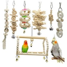 Deloky 7 Packs Bird Parrot Swing Chewing Toys-Hanging Bell Bird Cage Toys
