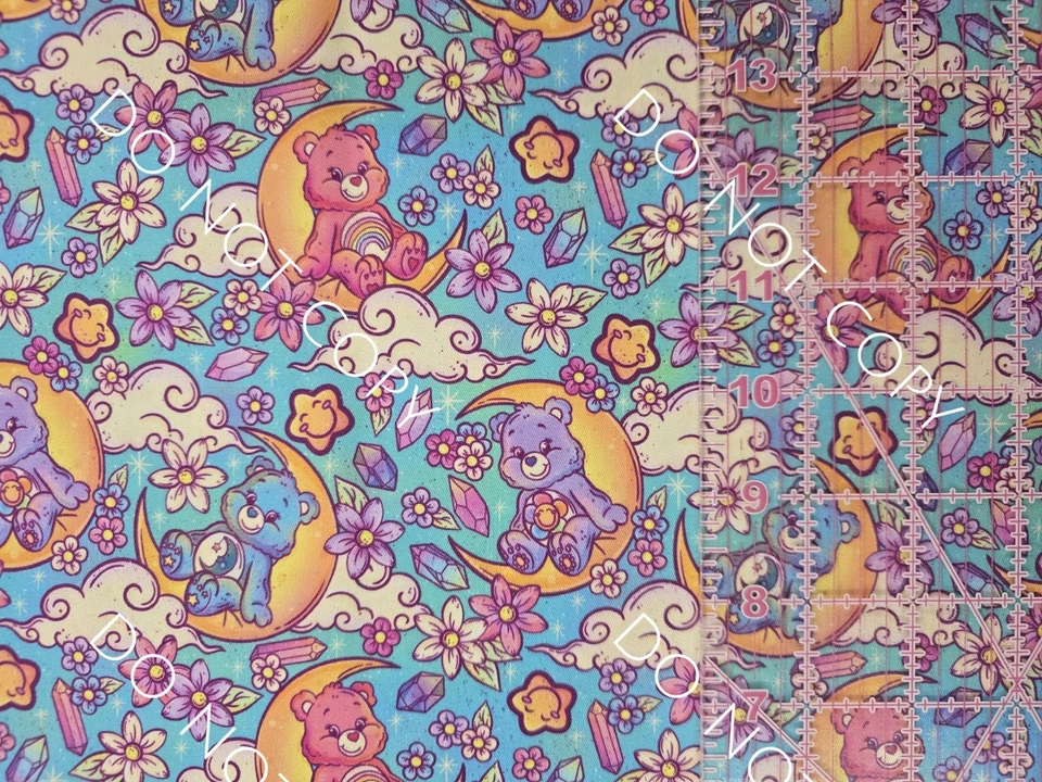 Custom 100% Cotton Woven Fabric Bears Boho Crystals Cartoon 1/4 Yard 9x56 V2 - Image 2 of 2