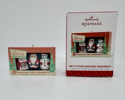 2014 Hallmark Christmas Tree Ornament Nifty Fifties House Santa Snowman with Box