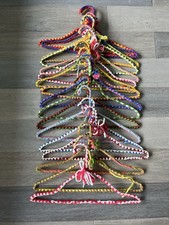 Lot of 17 Vintage Knitted and Crocheted Wire Retro Yarn Covered Clothes Hangers