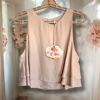 Show Me Your Mumu King Crop Top Pink Flounced Layered SZ L Bridal NWT READ