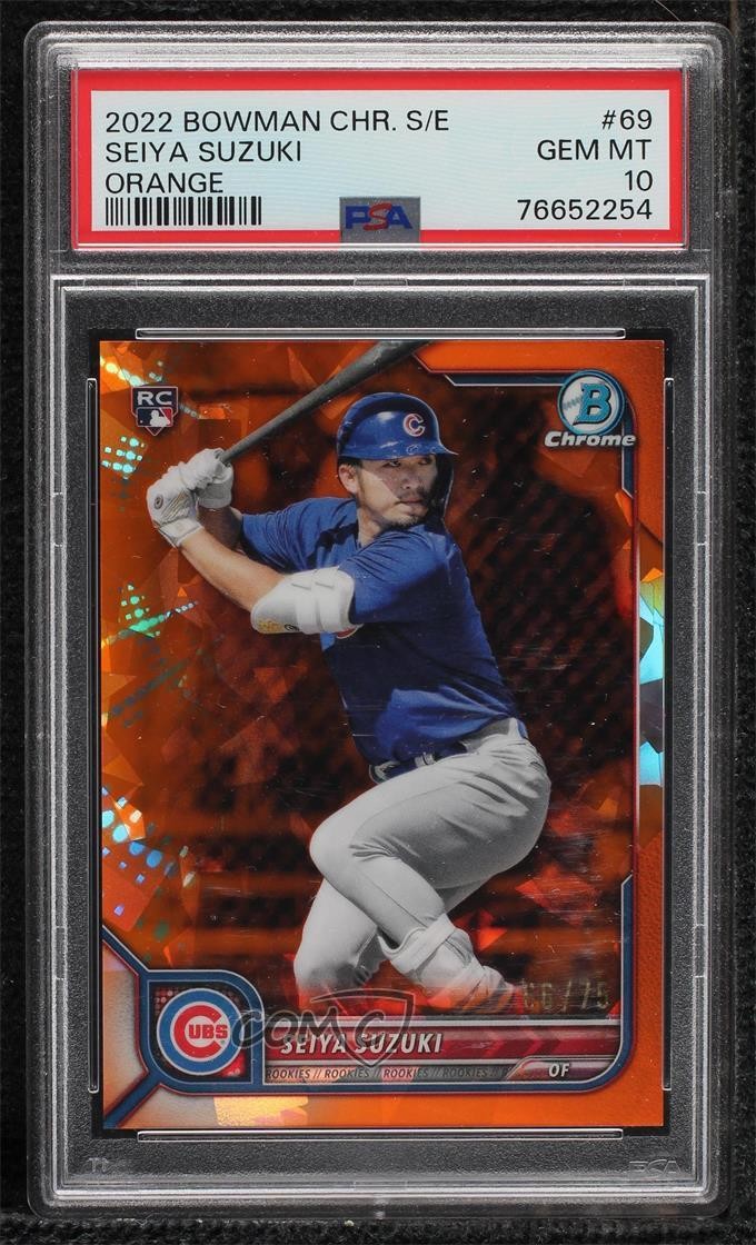 2022 Bowman Chrome Sapphire Edition Orange 66/75 Seiya Suzuki #69 Rookie RC 16mf