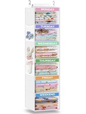 Weekly Clothes Organizer for Kids 6-Shelf Hanging Closet Organizer with Monda...