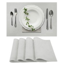 4 Pièces Set de Table Motif Neige, Sets de Table en PVC Polyester, Tons Argent