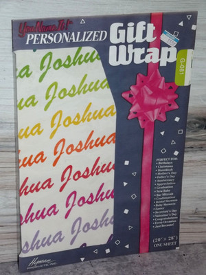 Vintage Joshua Rainbow Cursive Gift Wrap Paper Personalized Name B128