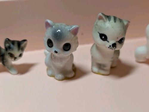 VTG Set 2 Mini Josef Originals Porcelain Kitten Figurines And 4 Other Mini Cats - Picture 8 of 24